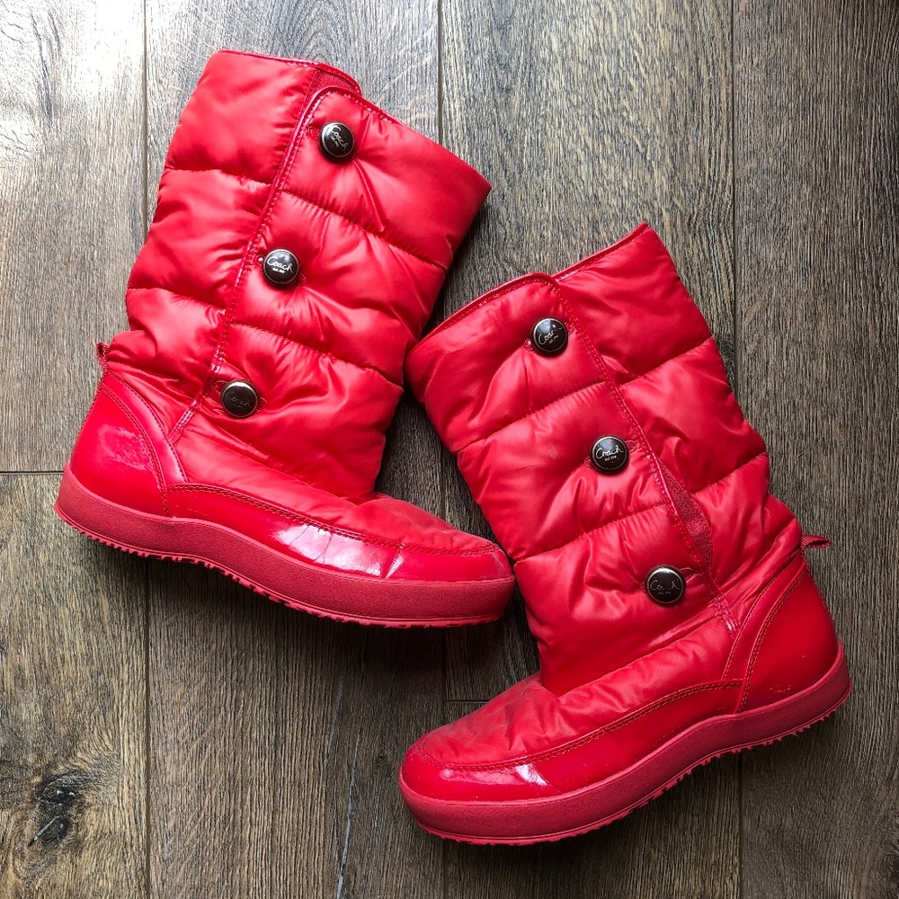 Coach Velcro Puffer Boots Size 10